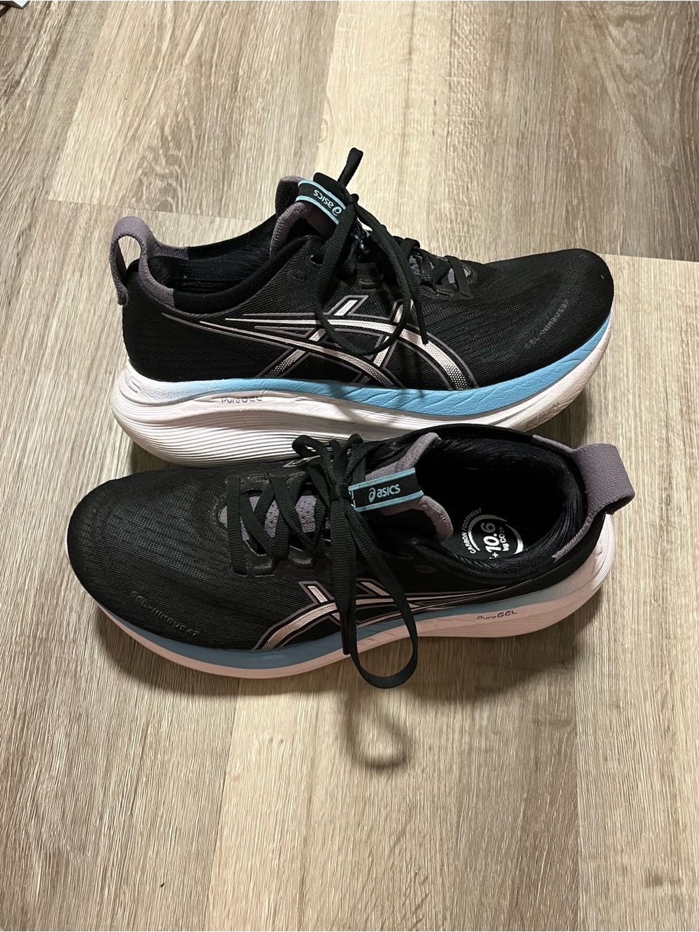 ASICS Gel-Nimbus 27 Black Blue Women's Size 8 Running Shoes Sneakers Max Cushion